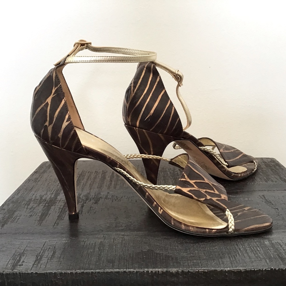 Due Farina canyon espresso gold ankle strap size 39